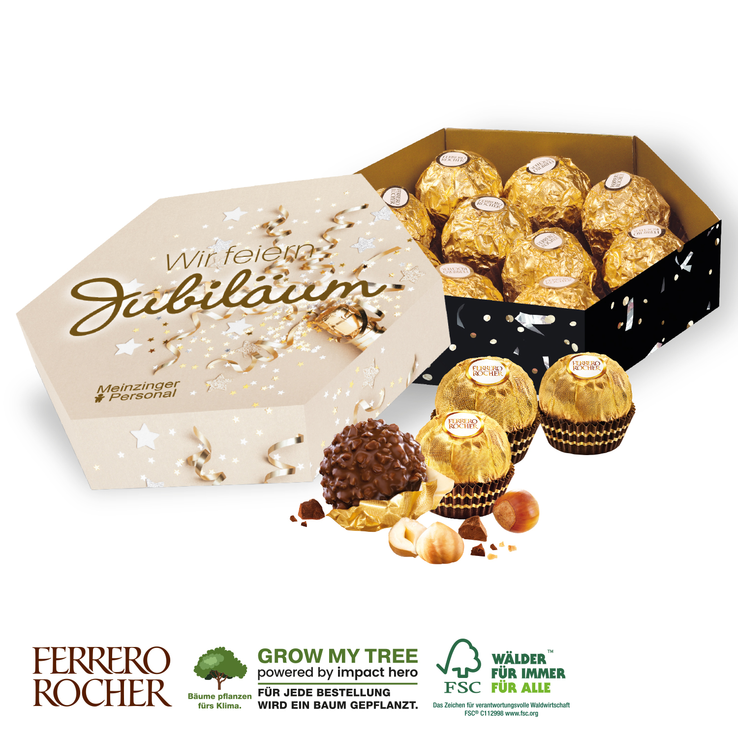 Süße Präsentbox Maxi mit Ferrero Rocher, inkl. 4-farbigem Druck