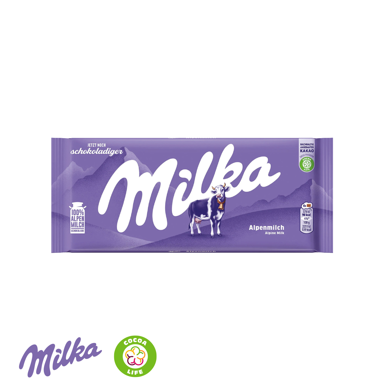 Milka Schokolade 90g, inkl. 4-farbigem Druck