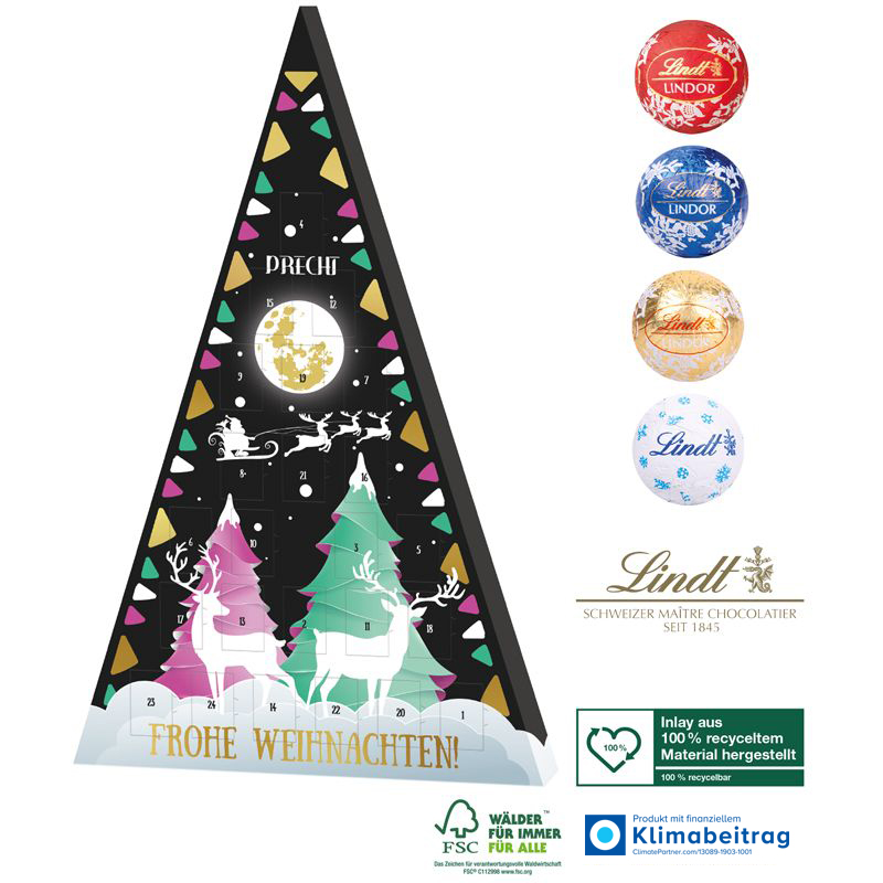 Adventskalender Lindt Weihnachtsbaum, inkl. 4-farbigem Druck