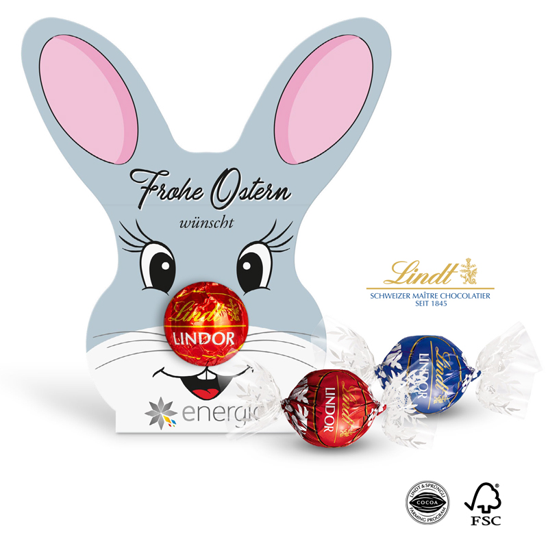 Lindt Lindor Kugel in Hasen-Werbekartonage, inkl. 4-farbigem Druck