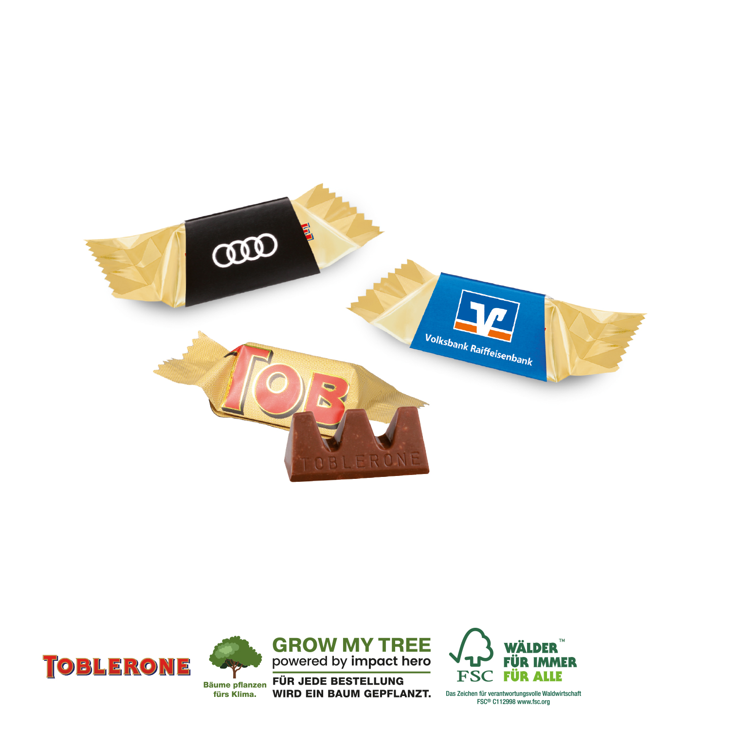 TOBLERONE Mini im Werbeschuber, inkl. 4-farbigem Druck