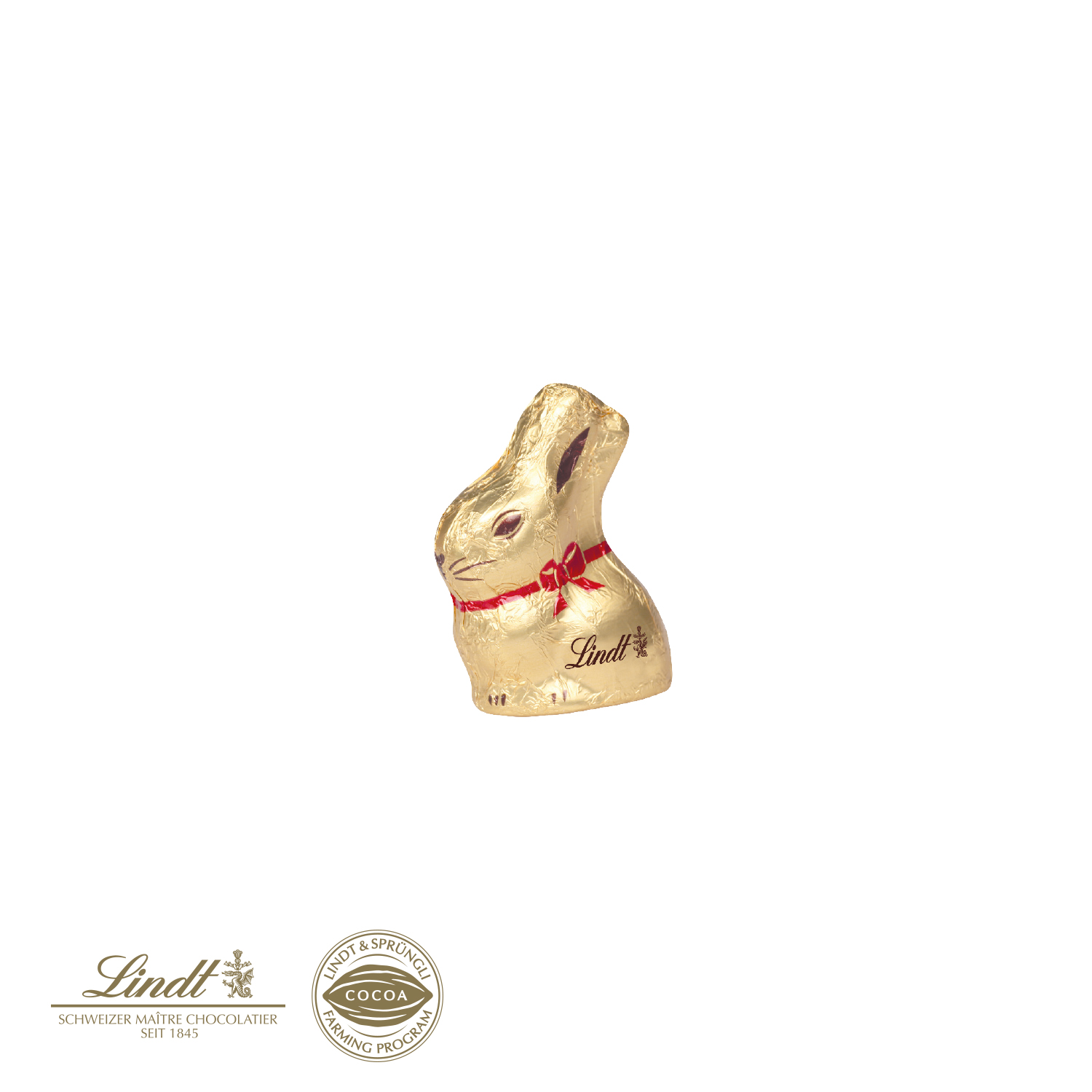 Promotion-Card Hase mit Goldhase von Lindt, inkl. 4-farbigem Druck