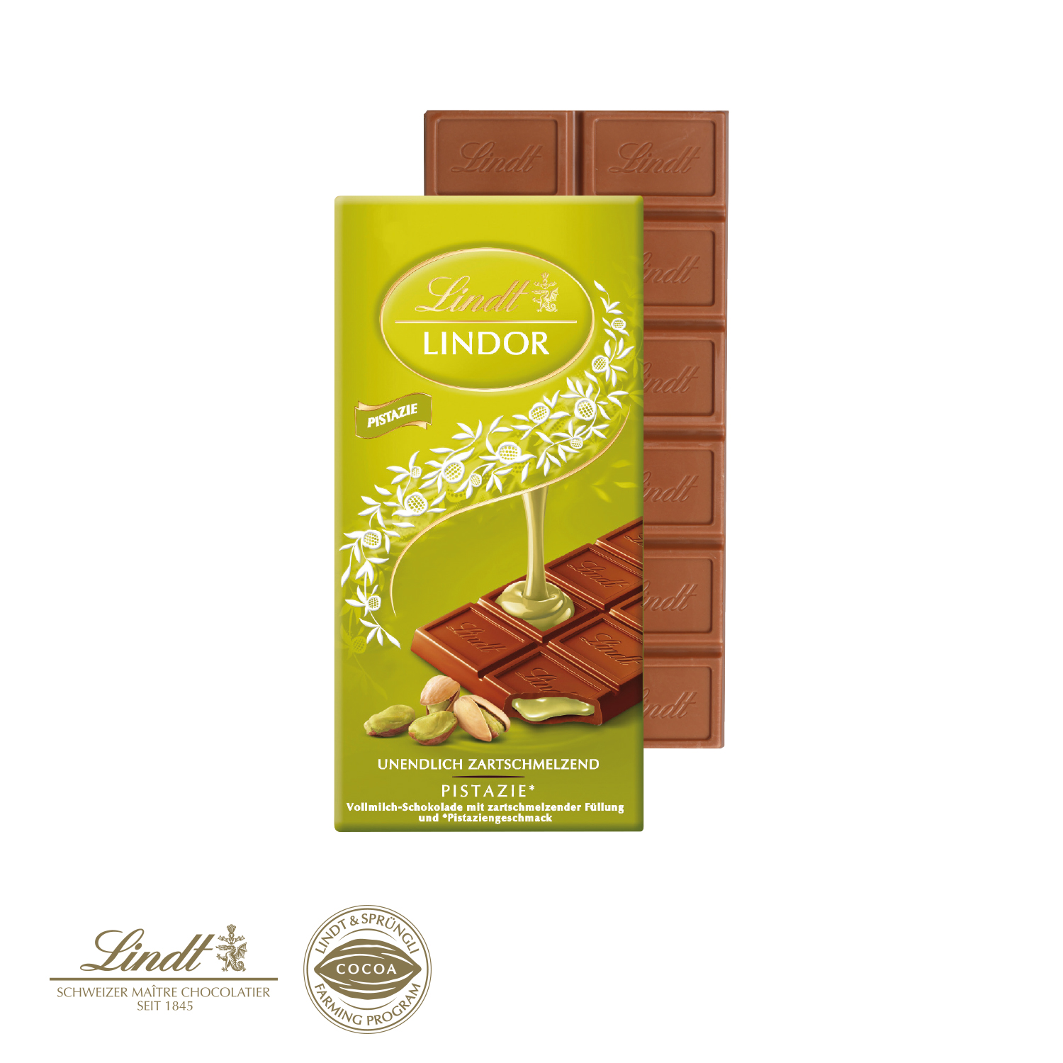 Premium Schokolade Lindt Lindor Pistazie, inkl. 4-farbigem Druck