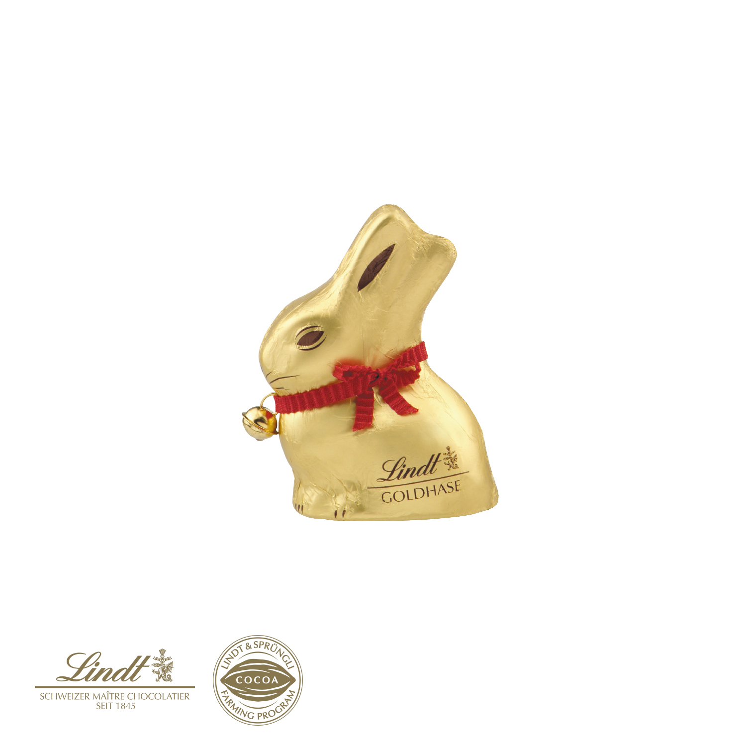 Werbeaufsteller Lindt Goldhase 50g mit Glöckchen, inkl. 4-farbigem Druck