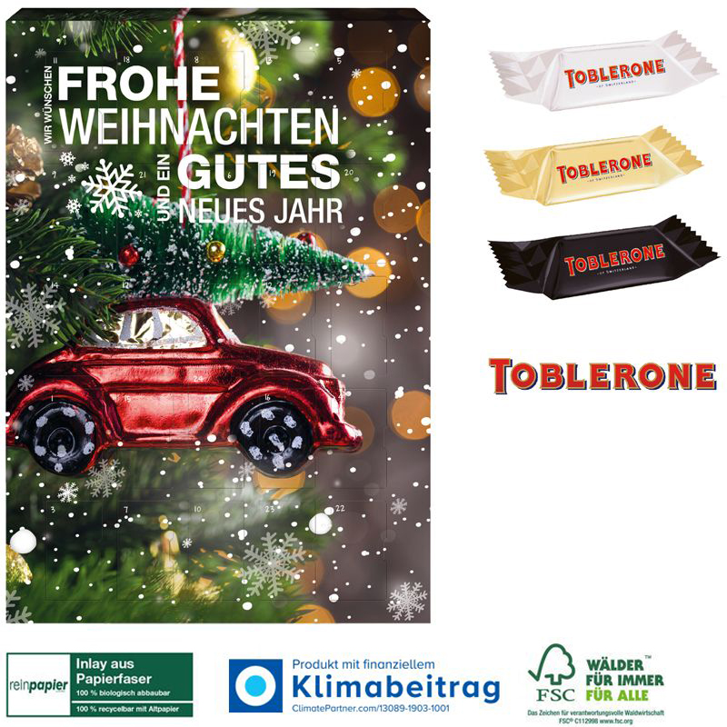 Adventskalender TOBLERONE Mix ECO, inkl. 4-farbigem Druck 