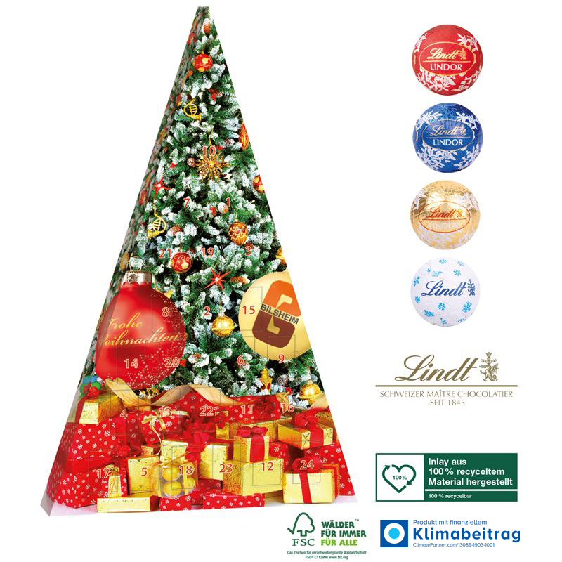 Adventskalender Lindt Weihnachtsbaum, inkl. 4-farbigem Druck