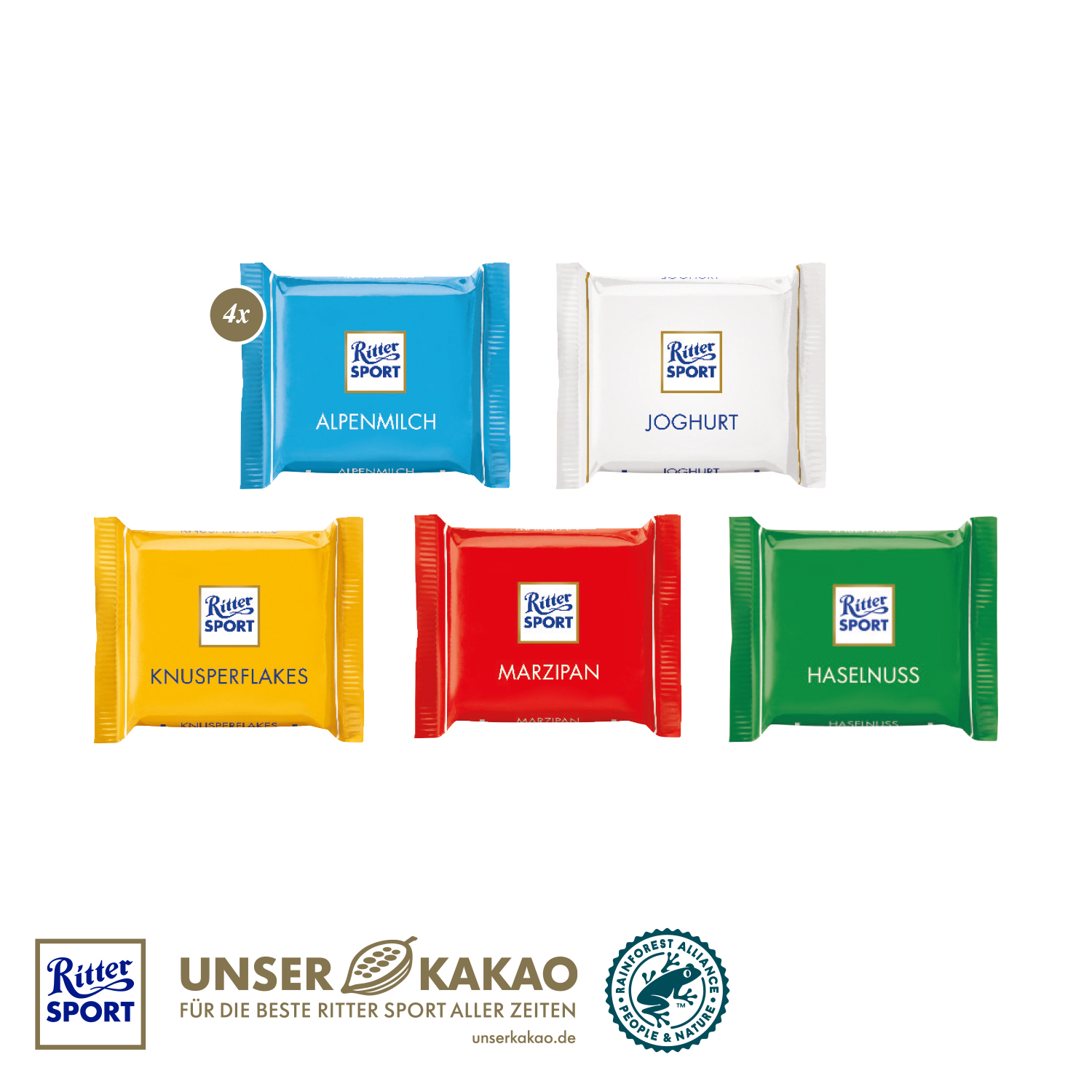 Mini-Grußkarte mit Ritter SPORT Schokolade, inkl. 4-farbigem Druck