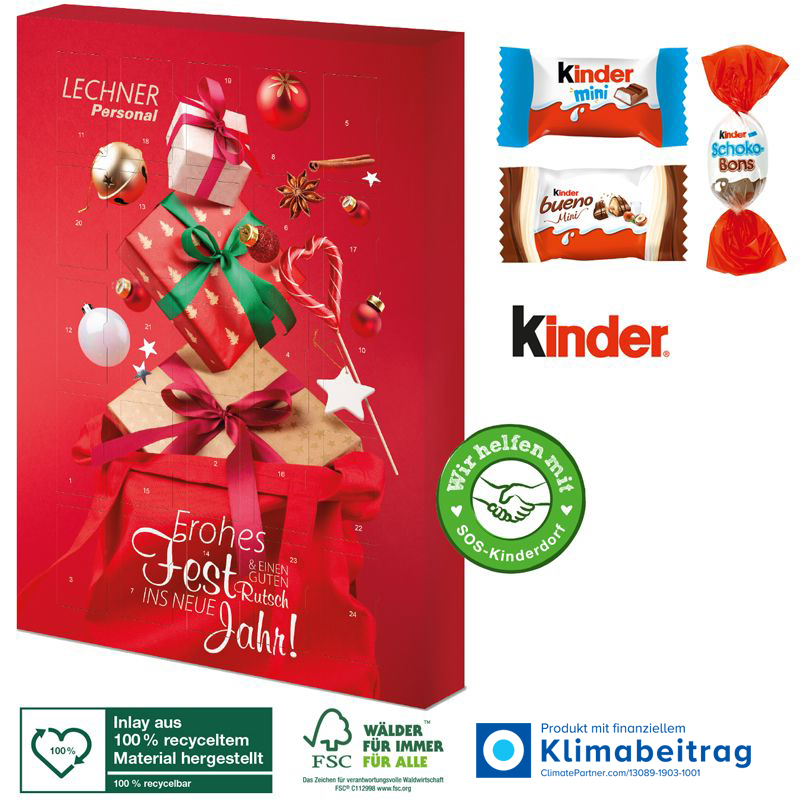 Adventskalender kinder® „Happy Moments“, inkl. 4-farbigem Druck