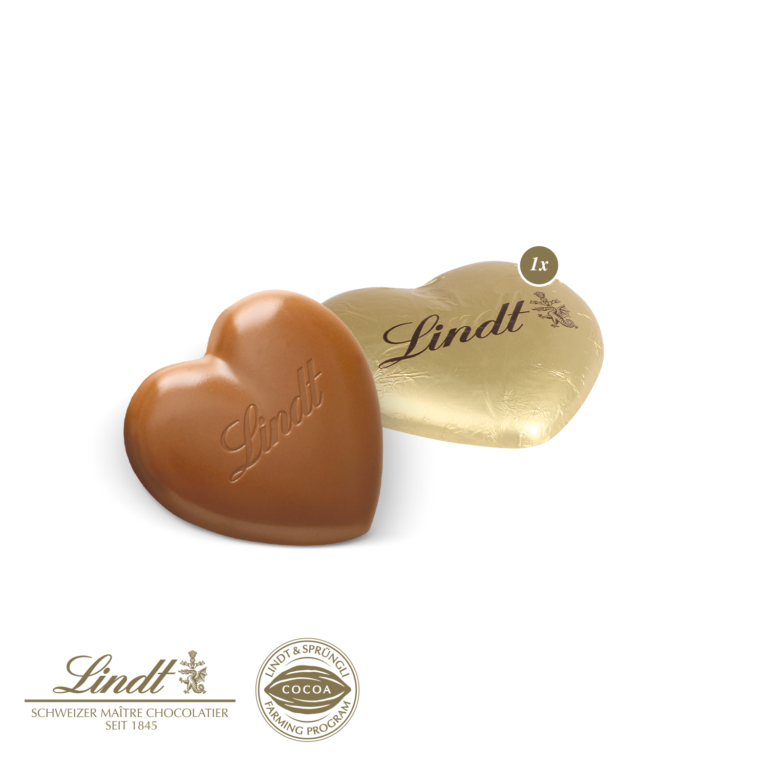 Werbe-Klappkarte mit Lindt Schokoherz 20 g, inkl. 4-farbigem Druck