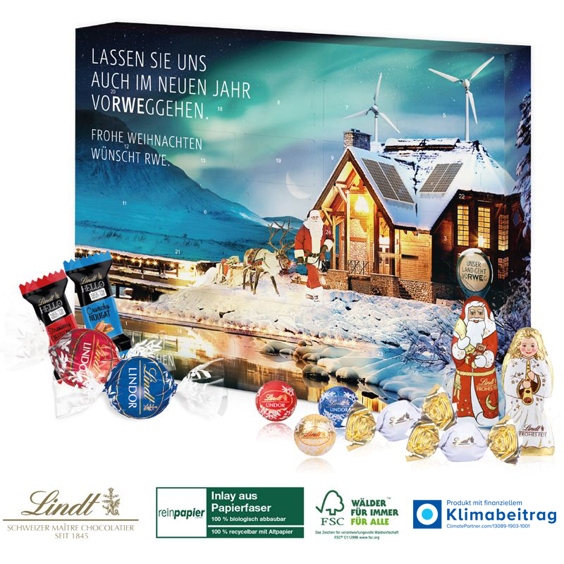 Adventskalender Lindt Premium-Selection Organic, inkl. 4-farbigem Druck