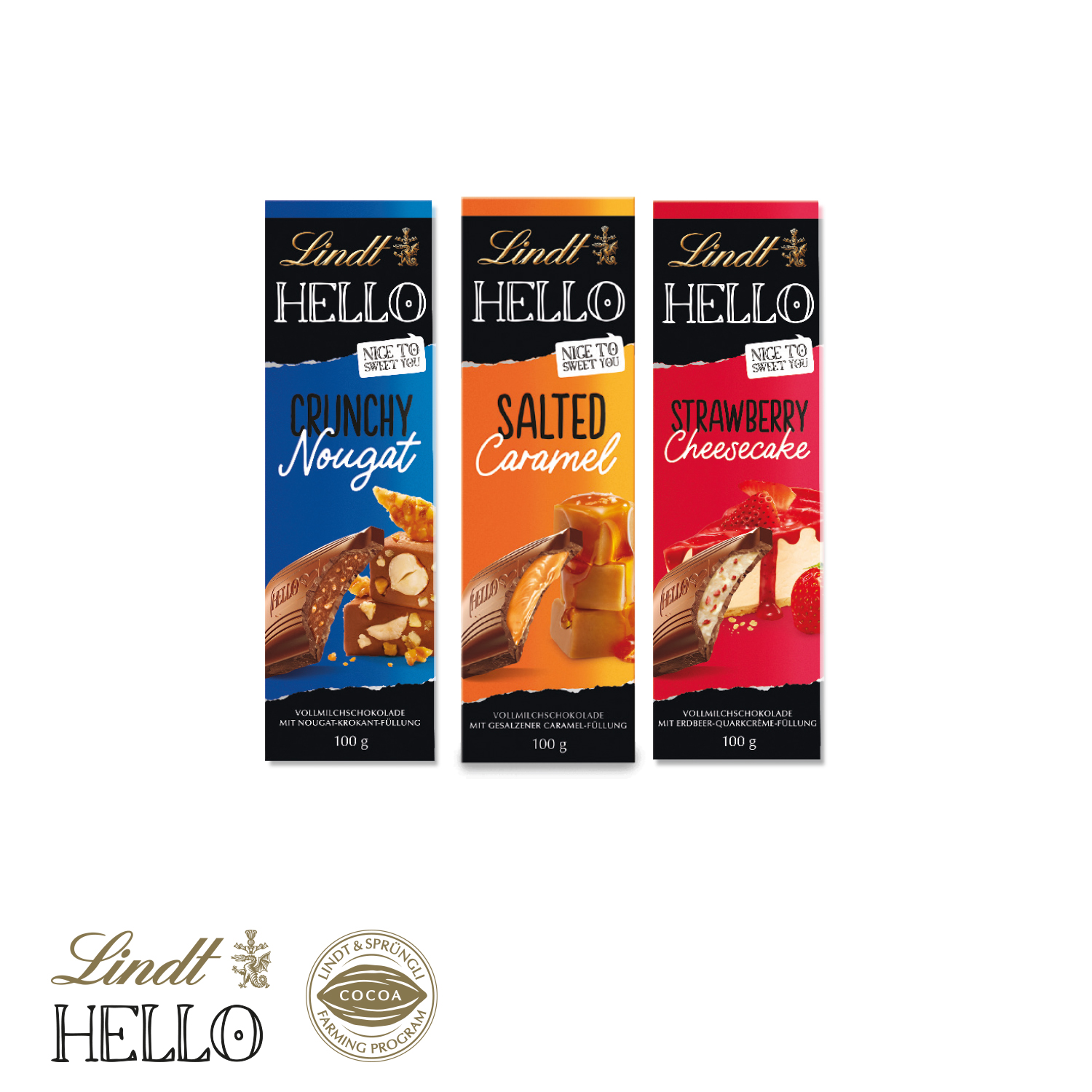 Schokolade von Lindt „HELLO“ 100g, inkl. 4-farbigem Druck