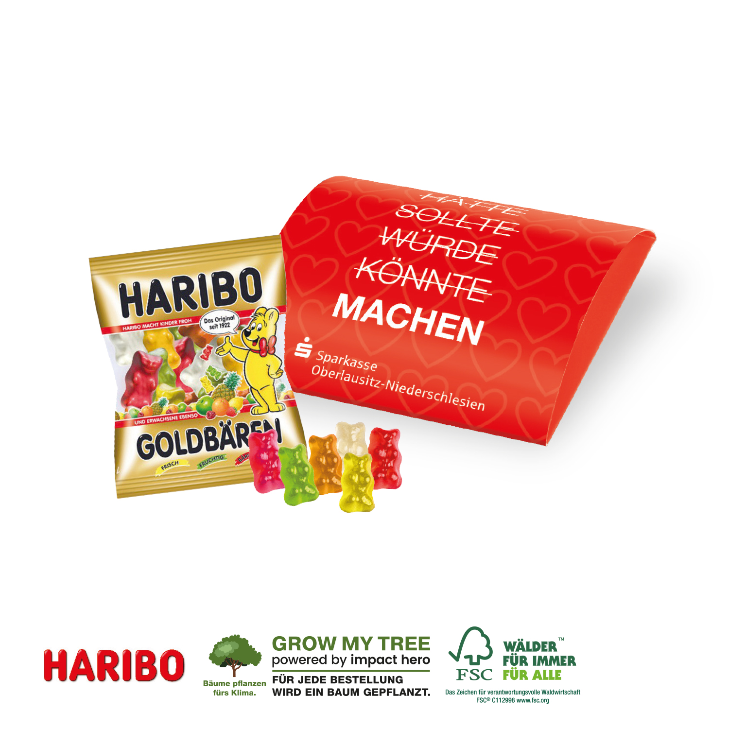 HARIBO Goldbären im Werbebriefchen, inkl. 4-farbigem Druck