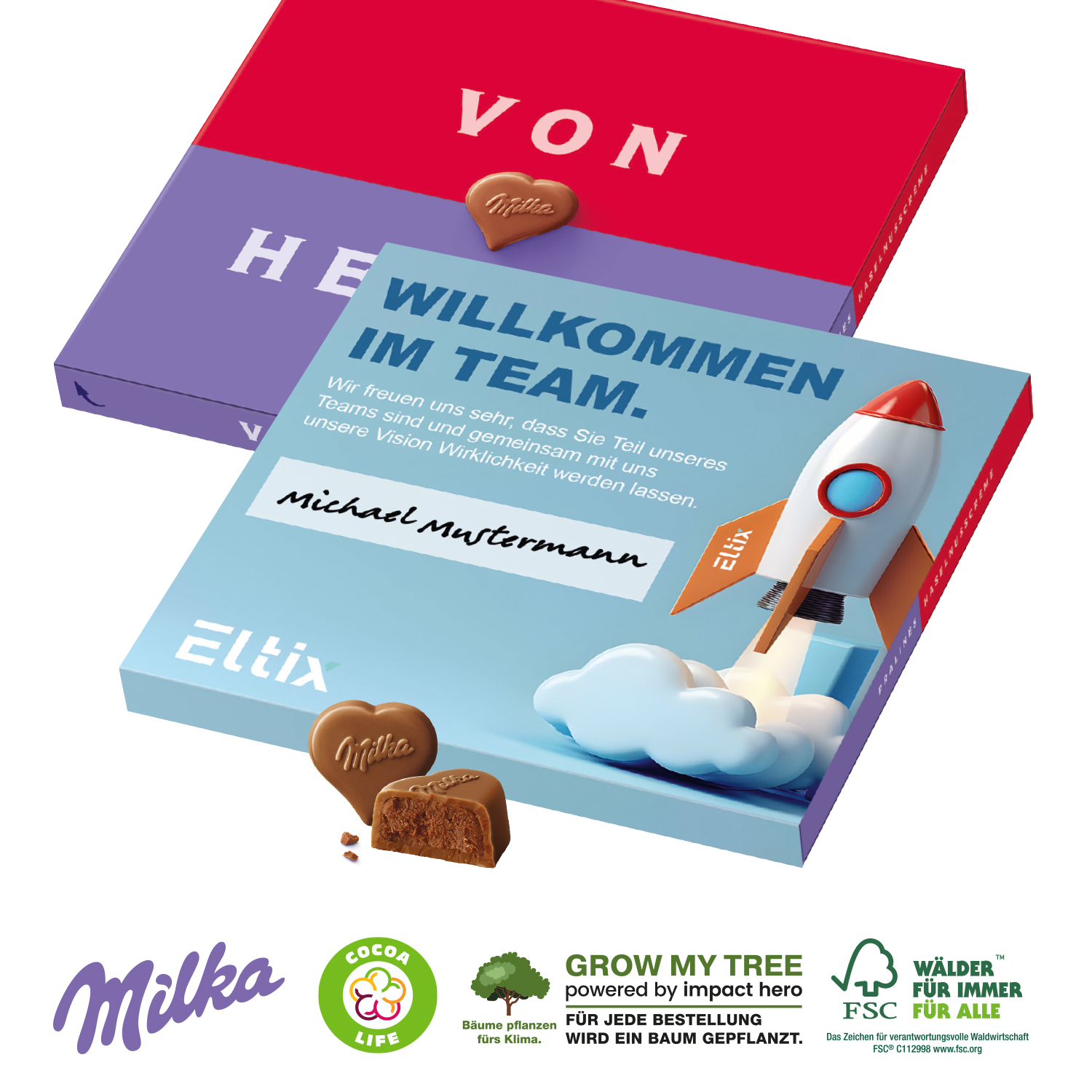 Milka „Von Herzen”, inkl. 4-farbigem Druck