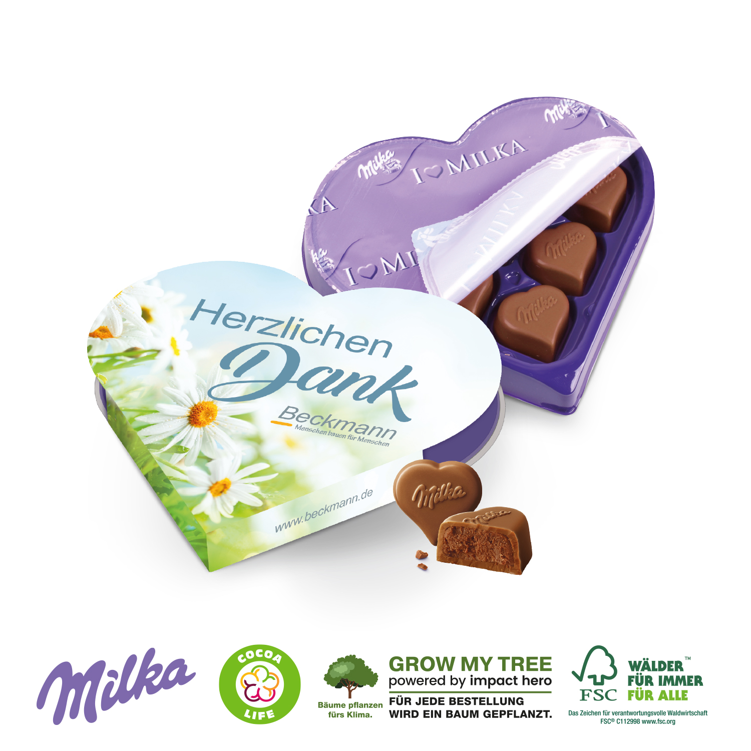 I LOVE MILKA Herz, inkl. 4-farbigem Druck