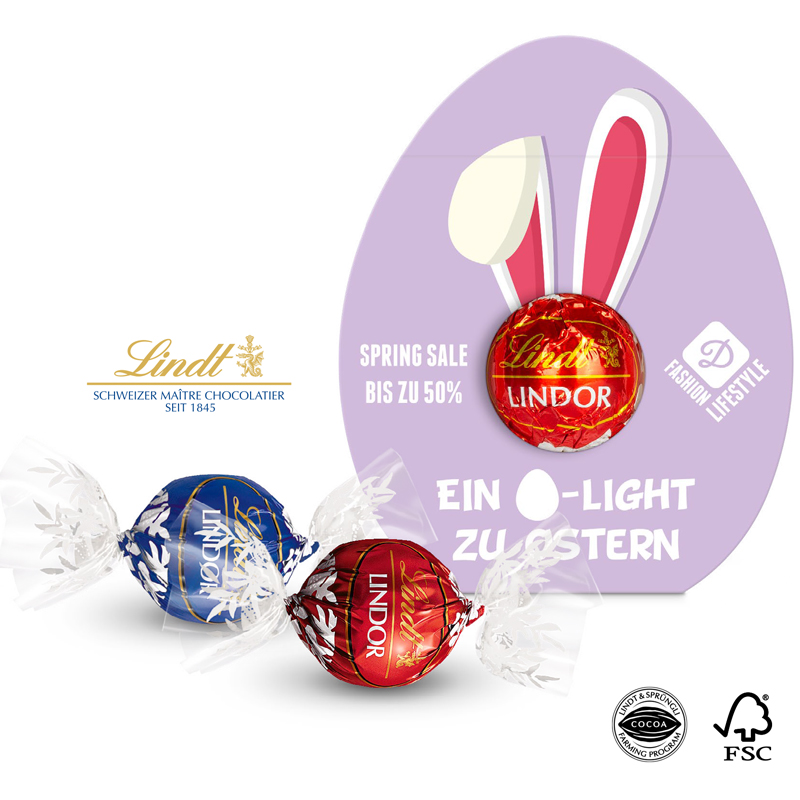 Lindt Lindor Kugel in Osterei-Werbekartonage, inkl. 4-farbigem Druck