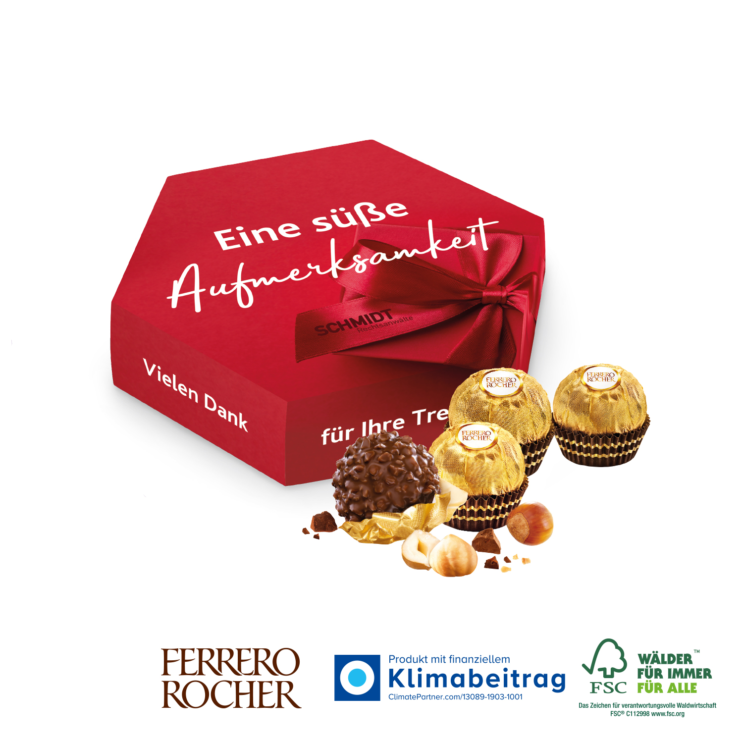 Süße Präsentbox Maxi mit Ferrero Rocher, inkl. 4-farbigem Druck