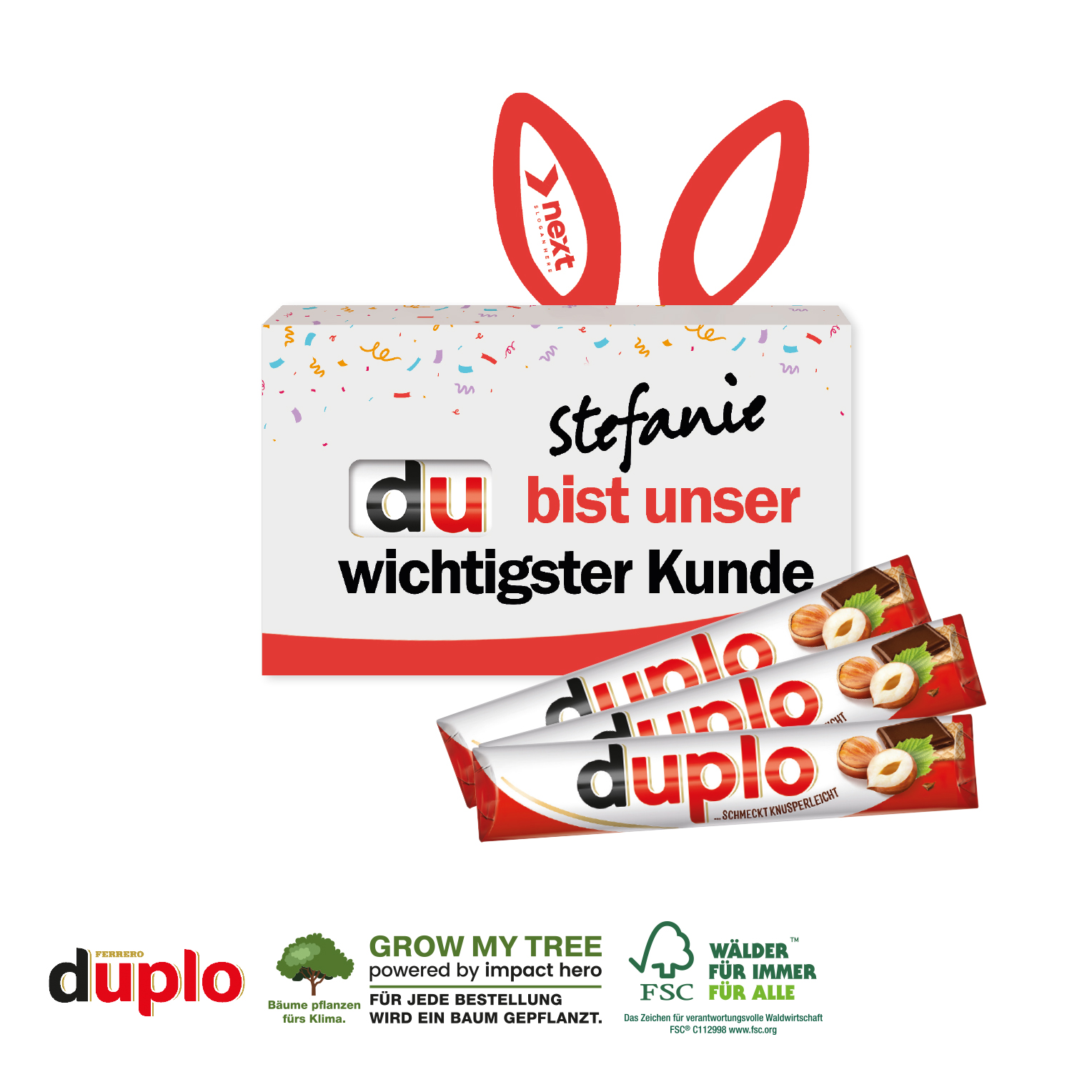 Duplo, 3er „Osterhase”, inkl. 4-farbigem Druck