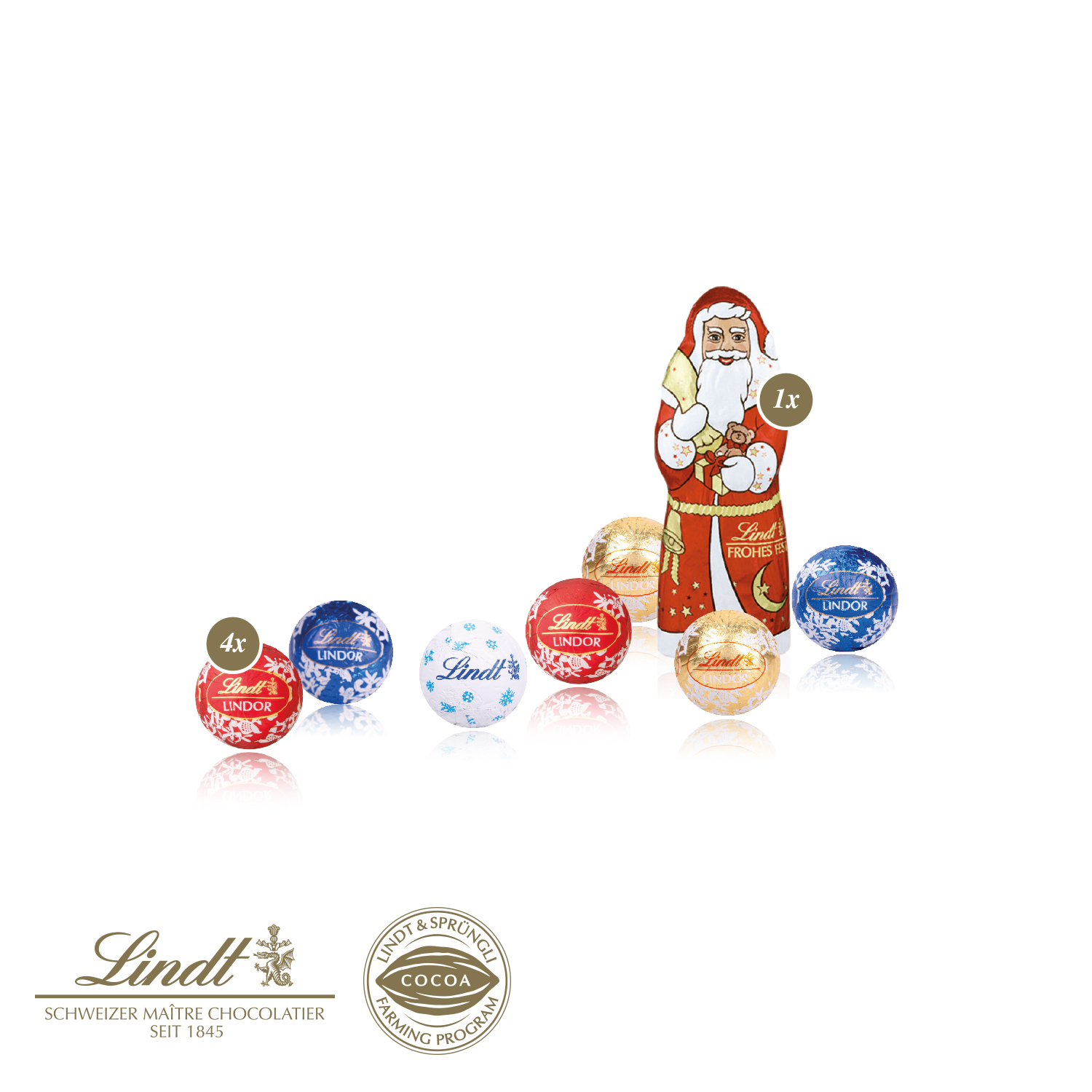 Präsent „Christmas Minis“ mit Lindt, inkl. 4-farbigem Druck