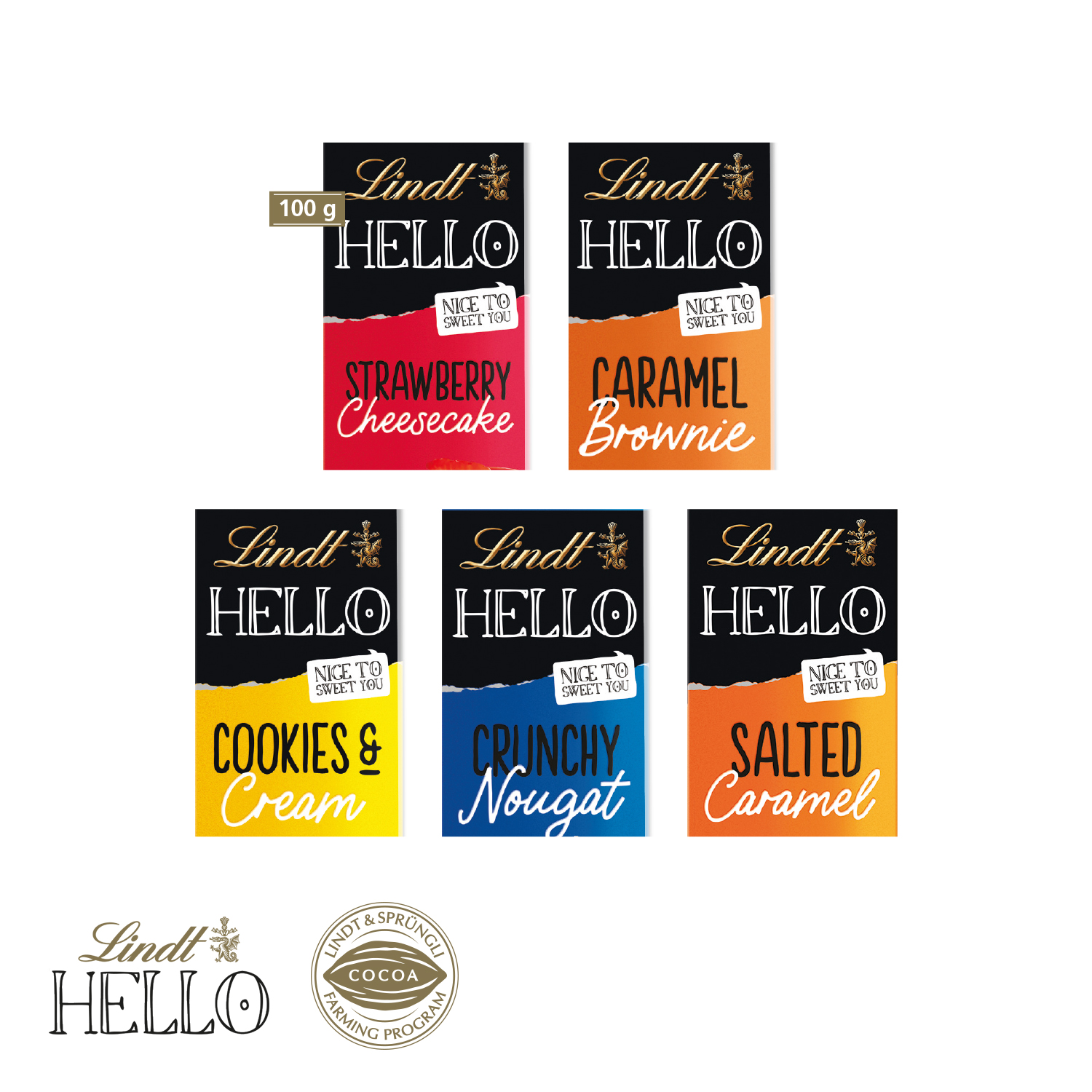 Schokolade von Lindt „HELLO“ 100 g, inkl. 4-farbigem Druck