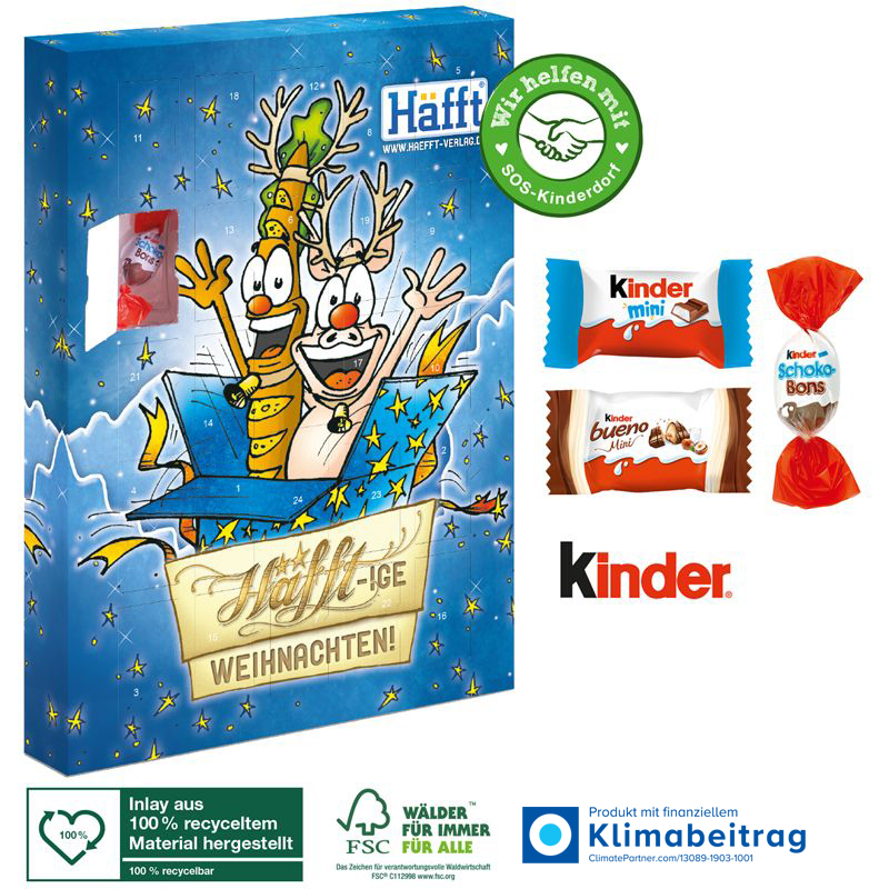 Adventskalender kinder® „Happy Moments“, inkl. 4-farbigem Druck