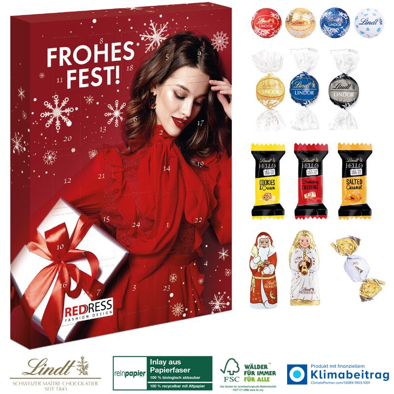 Adventskalender Lindt Premium-Selection Organic, inkl. 4-farbigem Druck