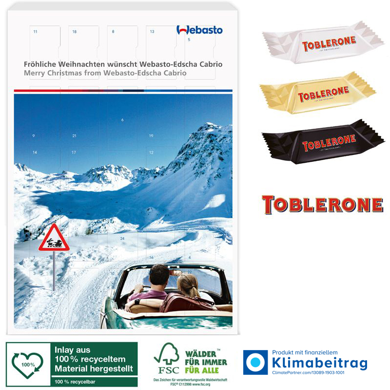 Adventskalender TOBLERONE Mix, inkl. 4-farbigem Druck