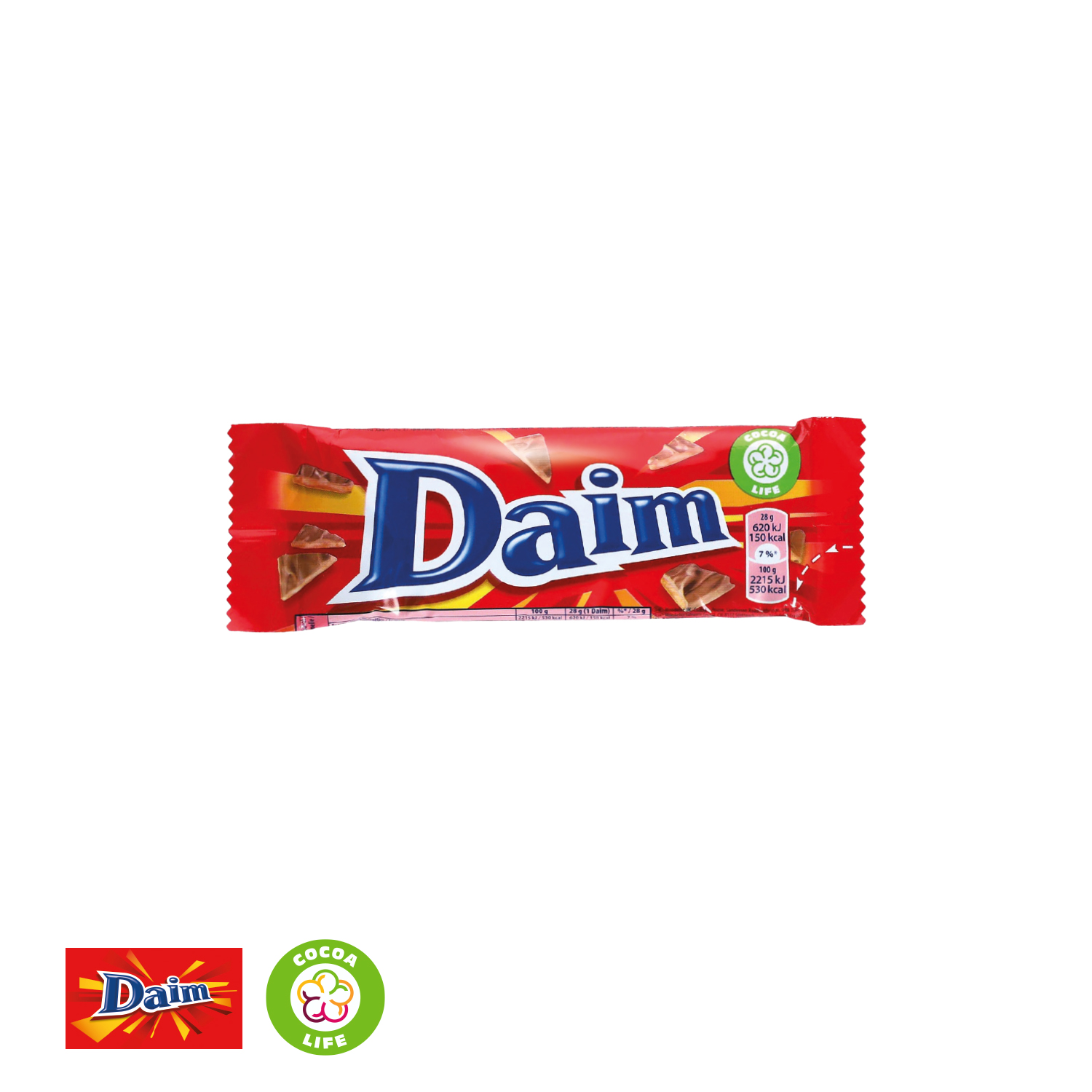 Daim Riegel mit Werbebanderole, inkl. 4-farbigem Druck