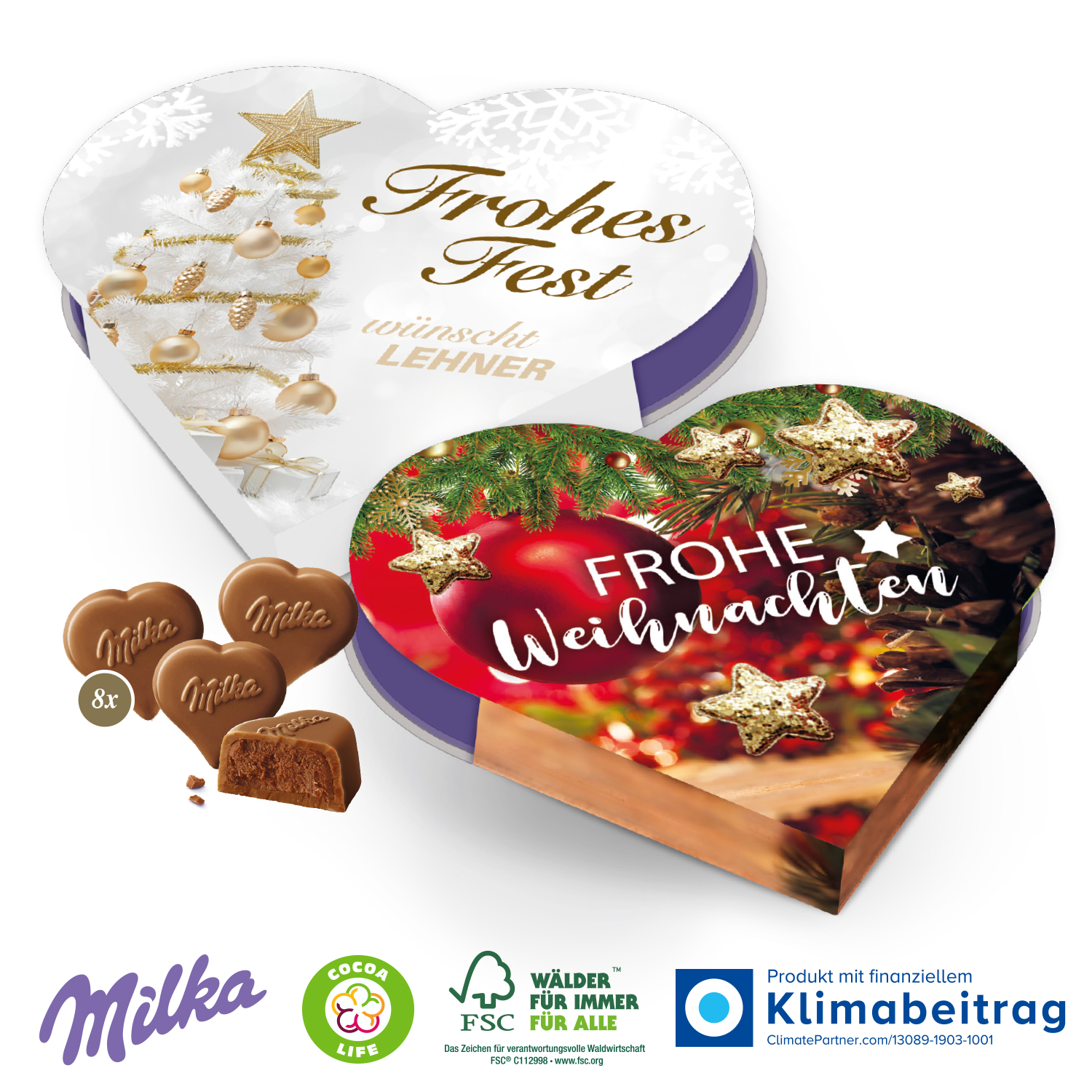 I LOVE MILKA Herz, inkl. 4-farbigem Druck