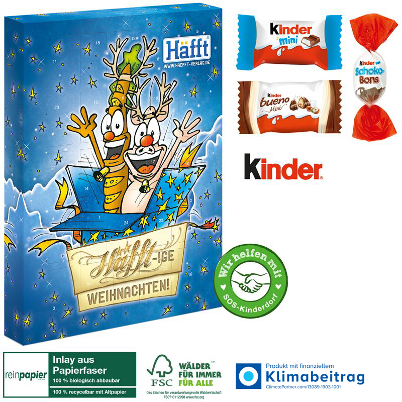 Adventskalender kinder® „Happy Moments“ Organic, inkl. 4-farbigem Druck