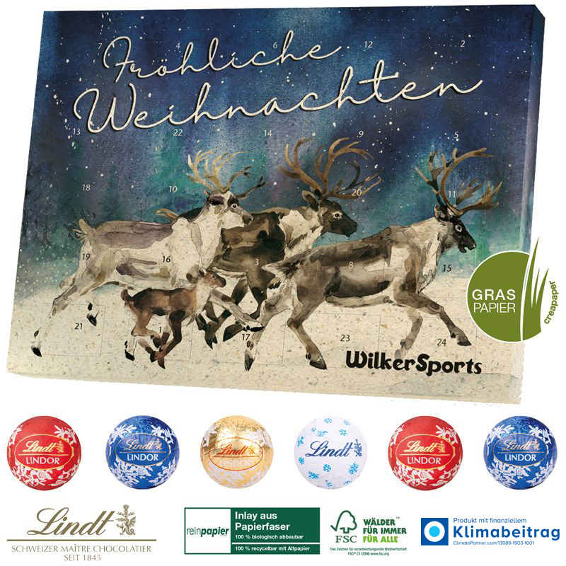 Adventskalender Graspapier Lindt Gourmet Edition, inkl. 4-farbigem Druck