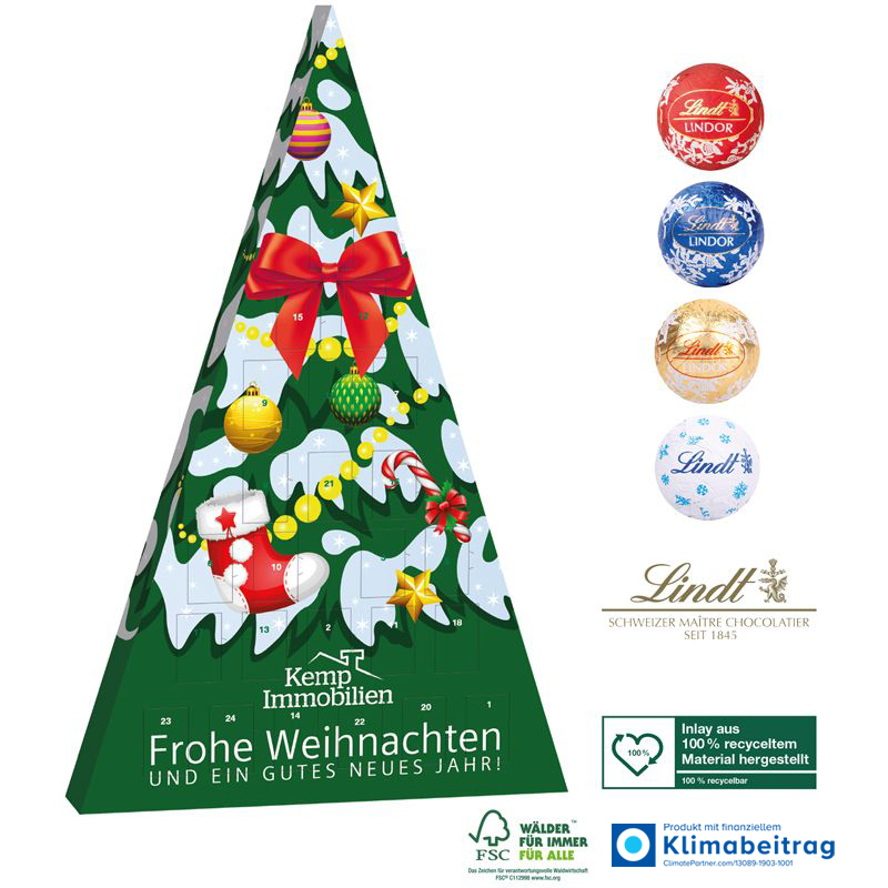 Adventskalender Lindt Weihnachtsbaum, inkl. 4-farbigem Druck