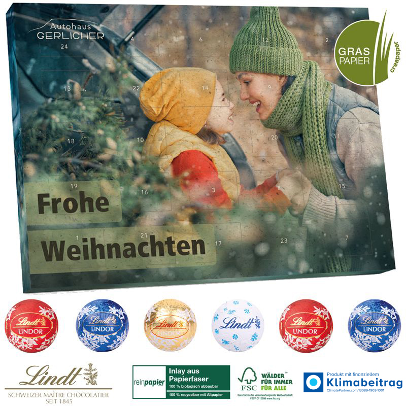 Adventskalender Graspapier Lindt Gourmet Edition, inkl. 4-farbigem Druck