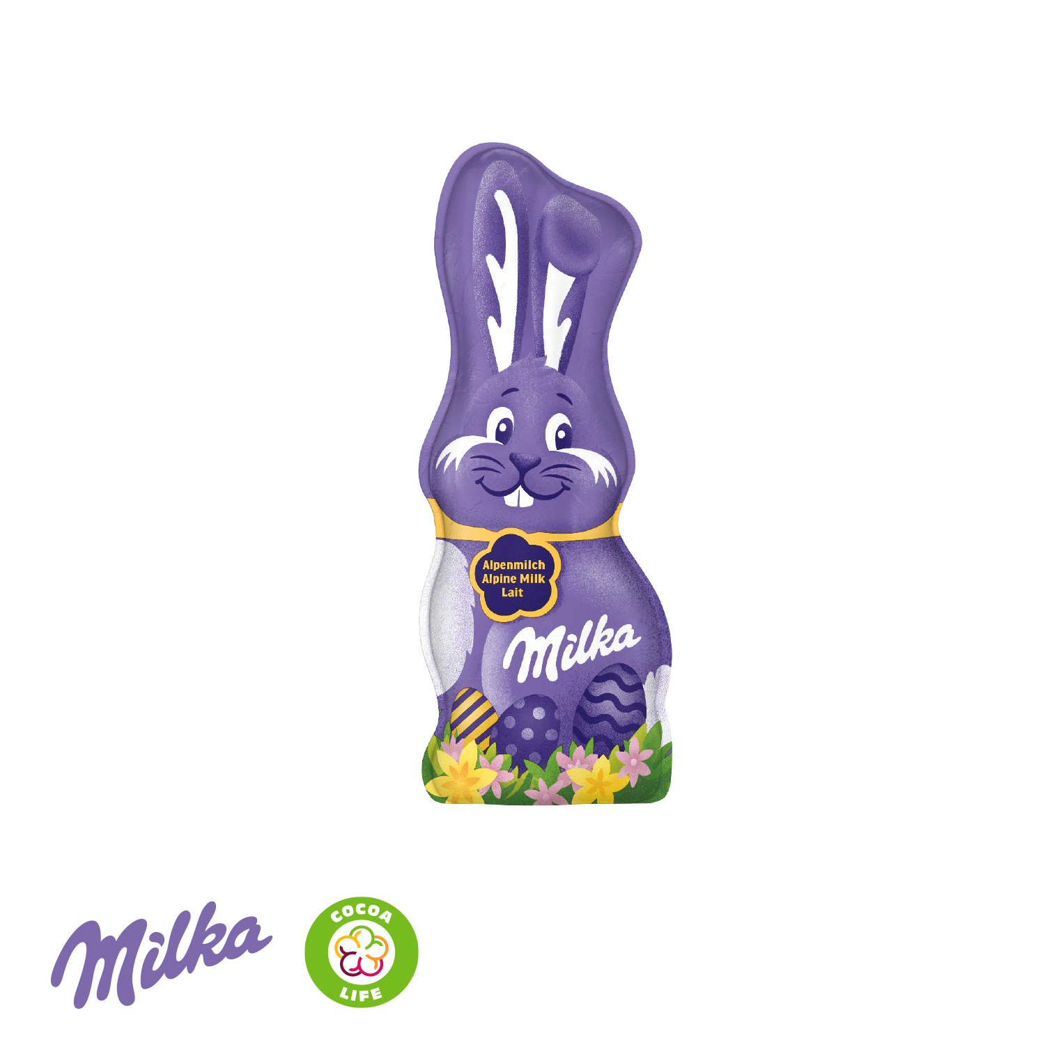 Milka Schmunzelhase 45g, inkl. 4-farbigem Druck