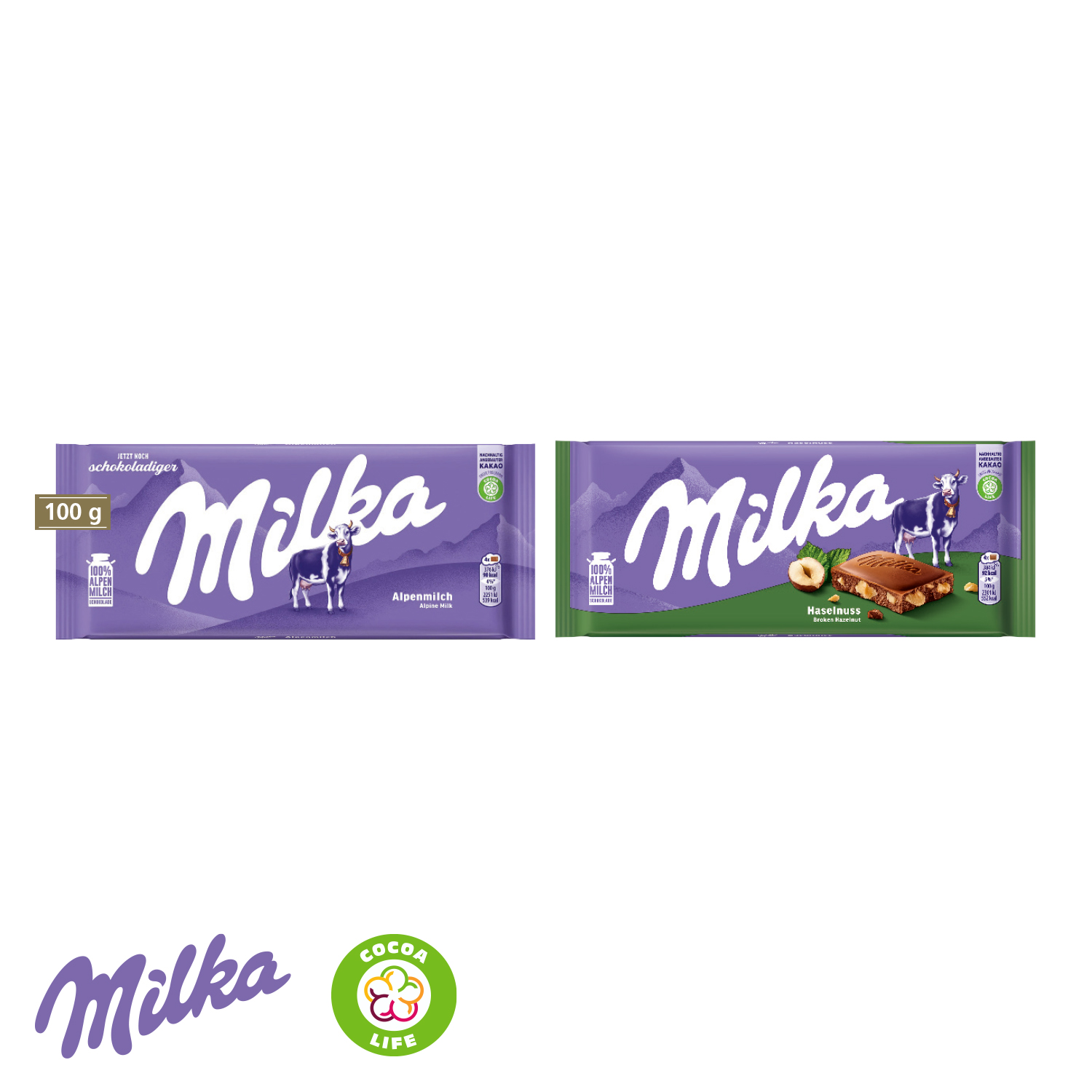 Milka Schokolade 100 g, inkl. 4-farbigem Druck